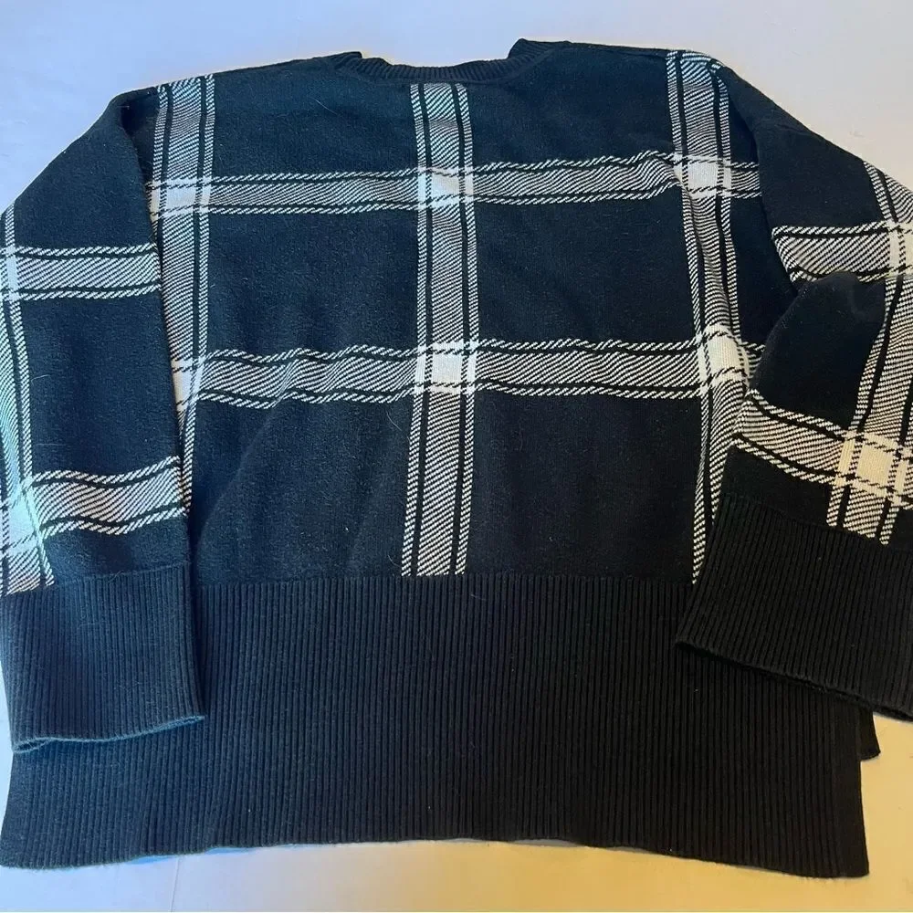 Banana Republic Cotton Blend Crew Neck Sweater Black/White Size Large